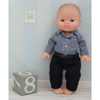 2-delig setje boy blauw stip blouse